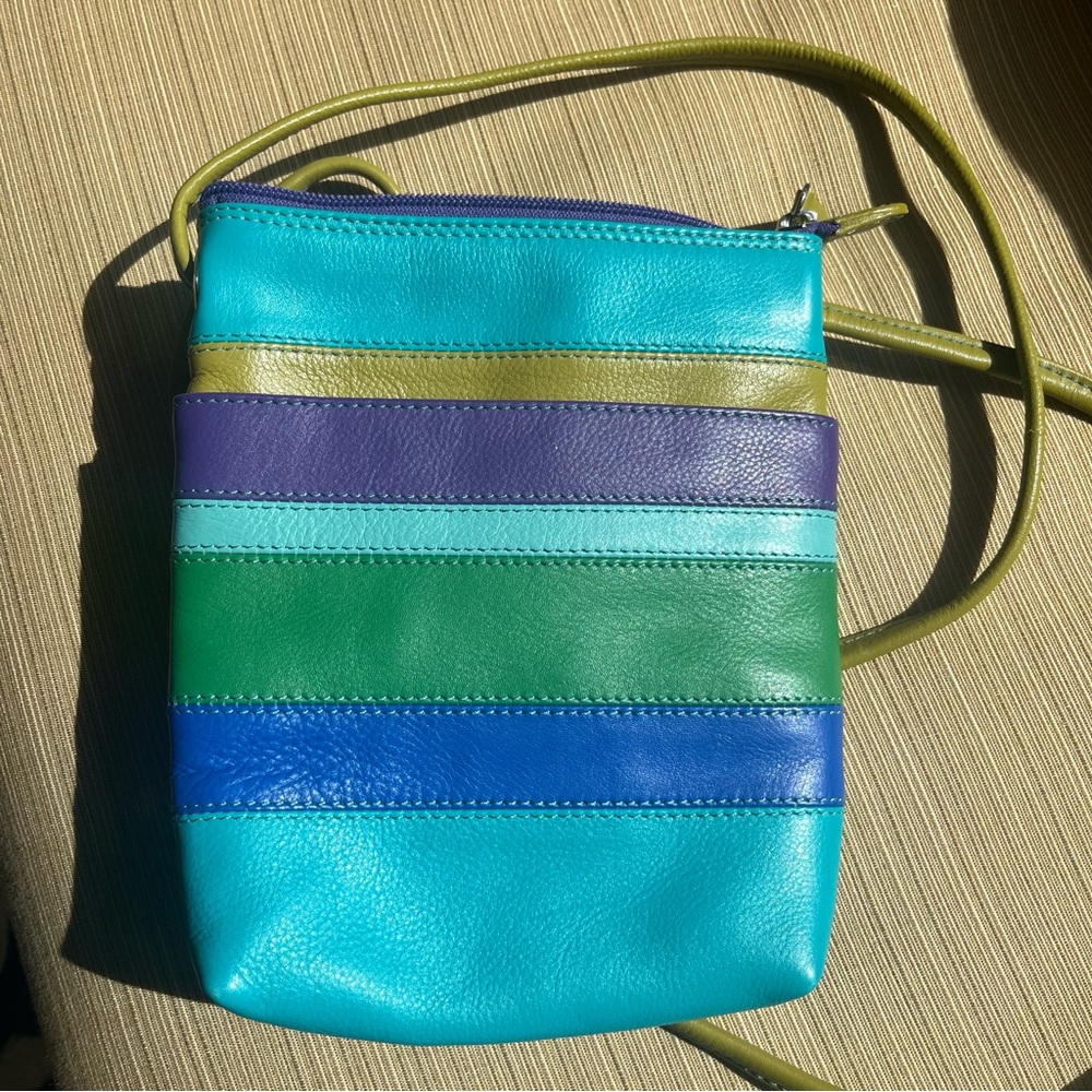 ili New York Leather Crossbody Bag Cool Tropics Color